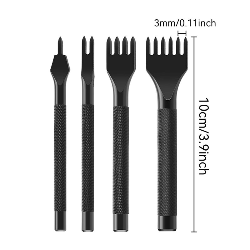 Ldirect Leather Lacing Stitching Punches 1/2/4/6 Prong DIY Hole Tool Stainless Steel Leather Craft Kits (3mm) - Image 2